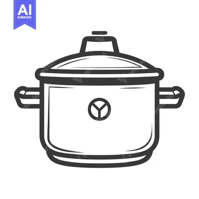 Aset desain premium: A simple illustration of a cooking pot with its lid