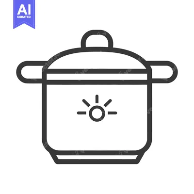 Aset desain premium: An outlined icon depicting a covered cooking pot or saucepan