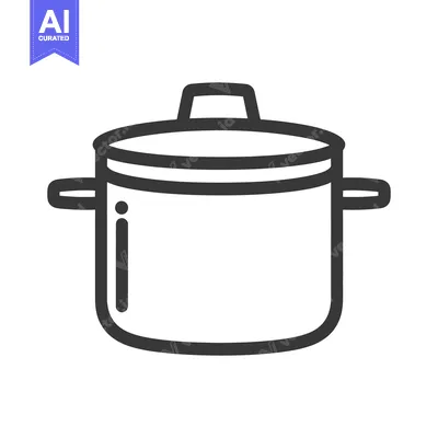Premium design asset: An illustrated cooking pot with a lid and side handles