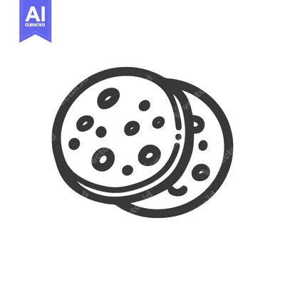 Popular premium asset: Minimalist Icon of Two Cookies with Chocolate Chips, Black Outline