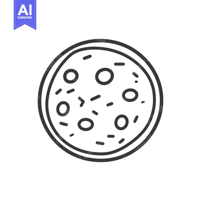 Aset desain premium: A simple black and white line drawing of a pizza