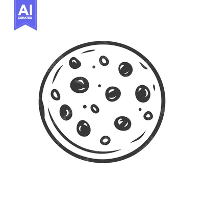 Aset premium populer: A black and white drawing of a chocolate chip cookie