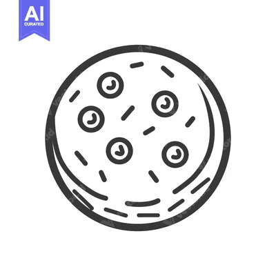 Aset premium populer: A simple outline drawing depicting a circular pizza pie