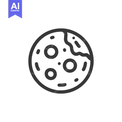 Aset desain premium: Minimalist Moon Icon: Lunar Surface with Craters and Textured Detail