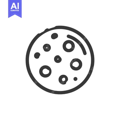 Aset premium populer: Simple Hand-Drawn Cookie Icon with Chocolate Chips on White Background