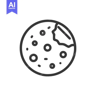 Premium design asset: Bitten Chocolate Chip Cookie Icon, Minimalist Line Art Design