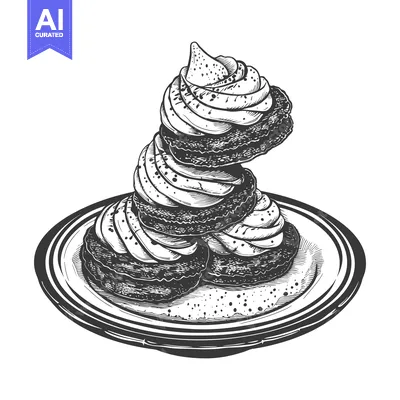 Aset desain premium: Delicious cream puffs stacked on a plate