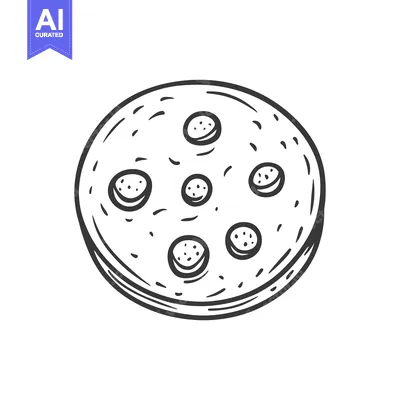 Aset desain premium: A round pizza with many round toppings is depicted