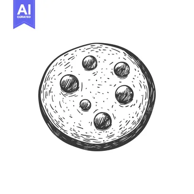 Aset premium populer: A circular graphic illustrating a textured cookie with dark inclusions