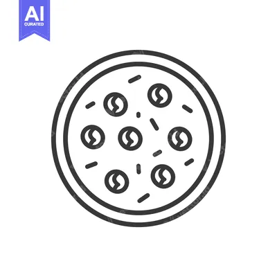Premium design asset: A simple line drawing of a circular pizza on a plain background