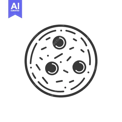 Aset desain premium: Simple black and white illustration of a delicious pizza meal