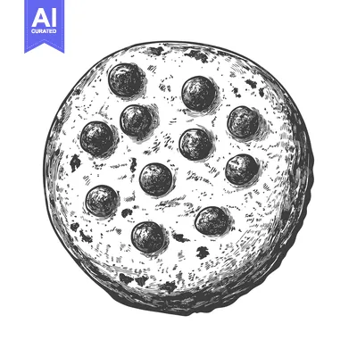 Aset desain premium: An overhead view of a round chocolate chip cookie