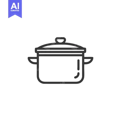 Aset desain premium: Minimalist Line Art: Covered Cooking Pot Icon on White Background