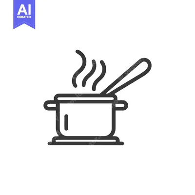 Popular premium asset: Minimalist Pot Icon: Steaming Cooking Pot with Ladle, Line Art