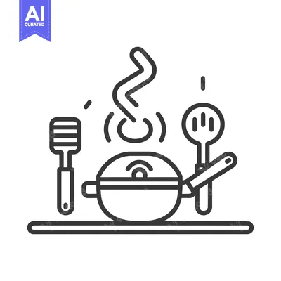 Premium design asset: Kitchen Cooking Illustration Featuring a Pan and Utensils