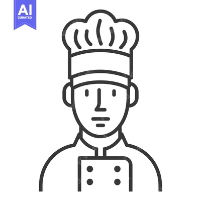 Premium design asset: A simple line drawing of a chef wearing a tall hat