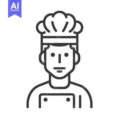 Aset desain premium: A simple illustration depicting a chef wearing a tall hat