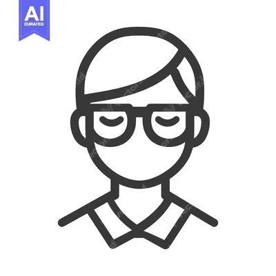 Popular premium asset: A Line Art Illustration Showing a Person Wearing Eyeglasses