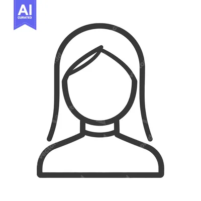 Premium design asset: Simple line drawing representing a woman with long flowing hair