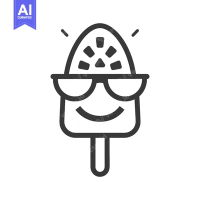 Popular premium asset: A smiling fruit popsicle wearing sunglasses in simple design