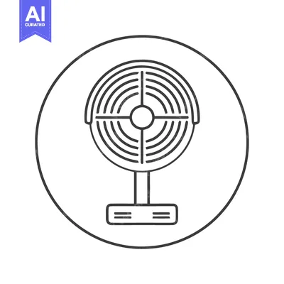 Popular premium asset: Minimalist Line Art: Vintage Fan Icon in Circular Frame
