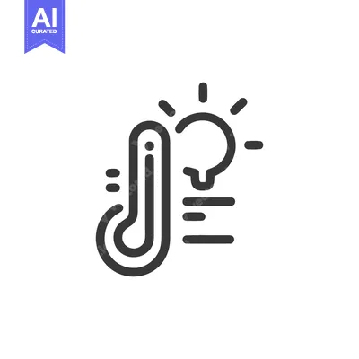 Aset desain premium: Hot Idea: Thermometer and Lightbulb Icon, Climate Change Concept, Mini