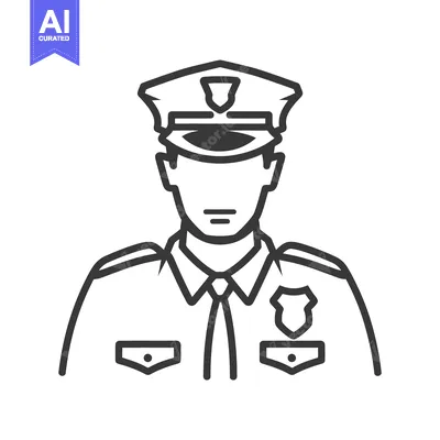 Aset premium populer: A black and white stylized depiction of a police officer