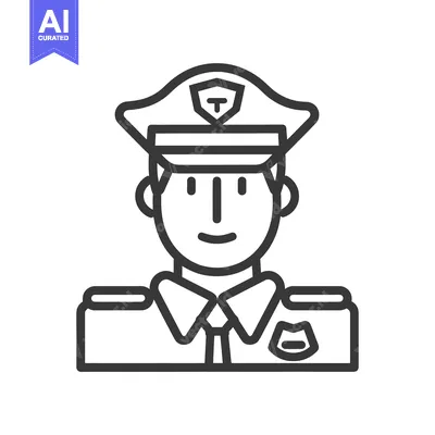 Aset desain premium: A Simple Black And White Line Drawing Of A Policeman