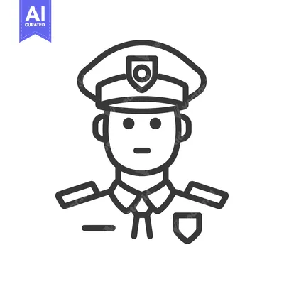 Aset desain premium: Simple black and white illustration of a police officer icon