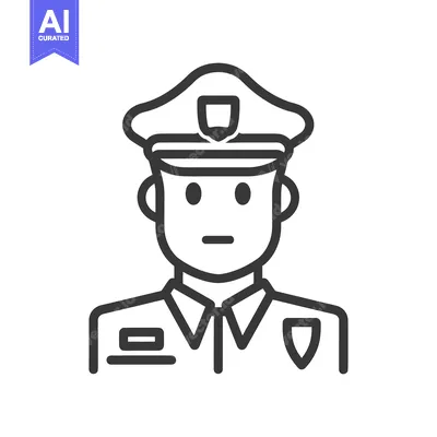 Aset desain premium: An Illustrated Policeman Wearing Uniform Standing with a Calm Expressi