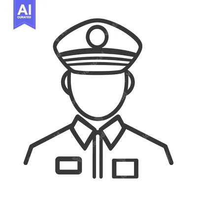 A simple illustrated depiction of a uniformed person in service