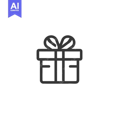 Aset premium populer: Minimalist Gift Box Icon with Bow, Isolated on White Background