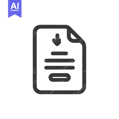 Aset premium populer: Download Document Icon: Simple Graphic with Arrow and Lines on White