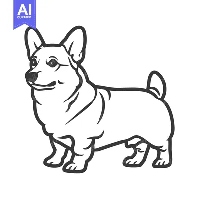 Aset premium populer: A detailed black and white vector drawing of a standing canine