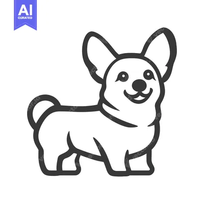 Aset premium populer: A Smiling Black And White Line Art Dog Illustration