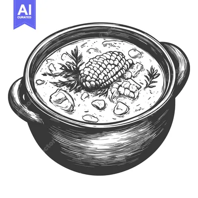 Aset premium populer: Delicious Corn Chowder in a Rustic Pot