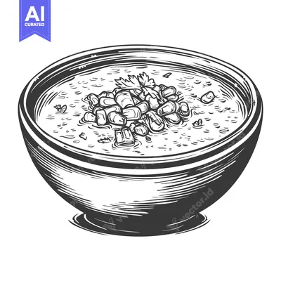 Premium design asset: A Bowl of Hearty Soup with Corn Topping