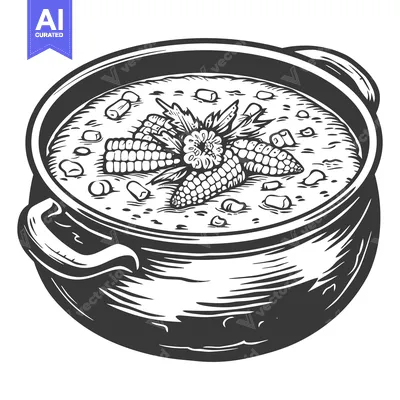 Aset desain premium: Delicious Corn Chowder in a Rustic Pot