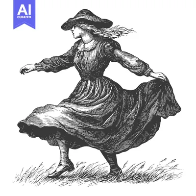 Popular premium asset: Young Woman in Dress Dancing in Field