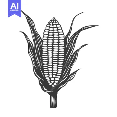 Popular premium asset: An illustrated monochrome depiction of a corn stalk