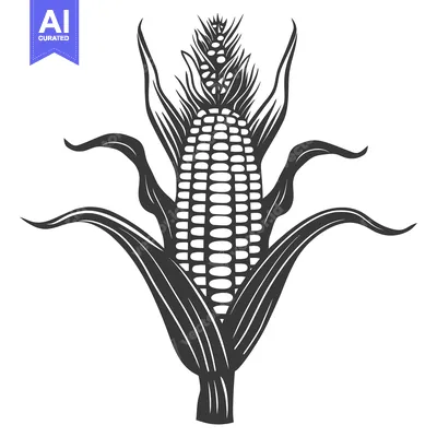 Premium design asset: An illustration showing a detailed image of an ear of corn