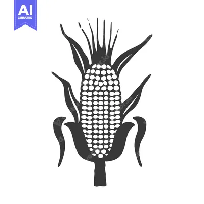 Aset premium populer: A stylized black and white image of an ear of corn