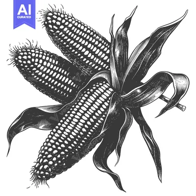 Aset desain premium: Three Ears Of Corn On The Cob With Husks