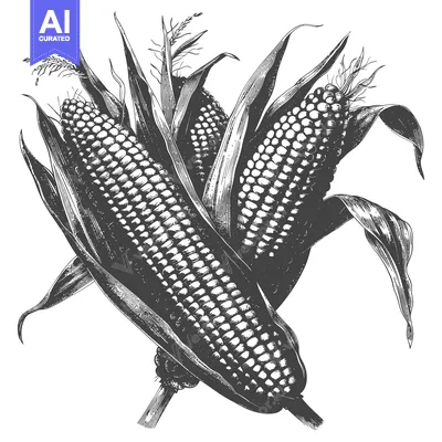 Aset premium populer: Detailed Illustration Of Three Ears Of Corn On The Cob
