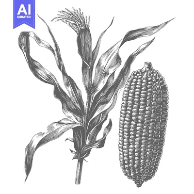 Aset premium populer: Detailed Illustration of Corn Plant and Ear