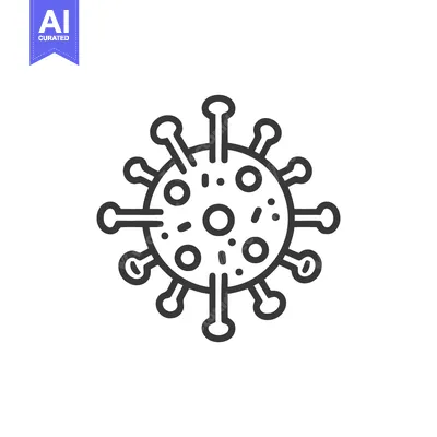 Coronavirus Line Icon: Detailed Vector Illustration of COVID-19 Struct