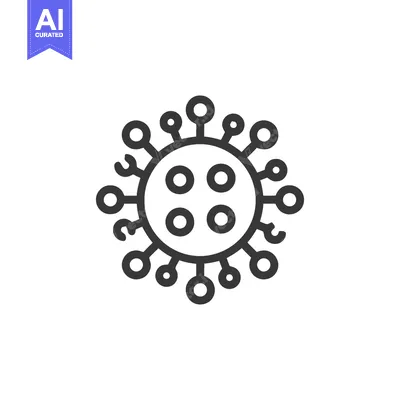 Aset desain premium: Minimalist Line Art: Coronavirus Icon with Distinctive Spikes and Circ