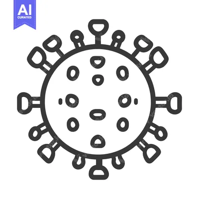 Aset desain premium: Simplified black and white illustration of a microscopic spherical vir