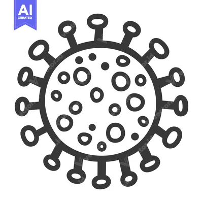Premium design asset: A simple illustration depicting a microscopic virus structure
