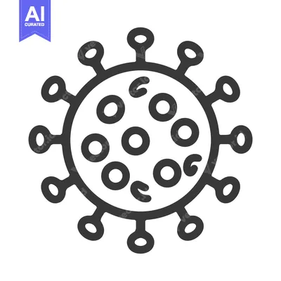 Aset premium populer: An illustrated graphic of a simple rounded virus structure image